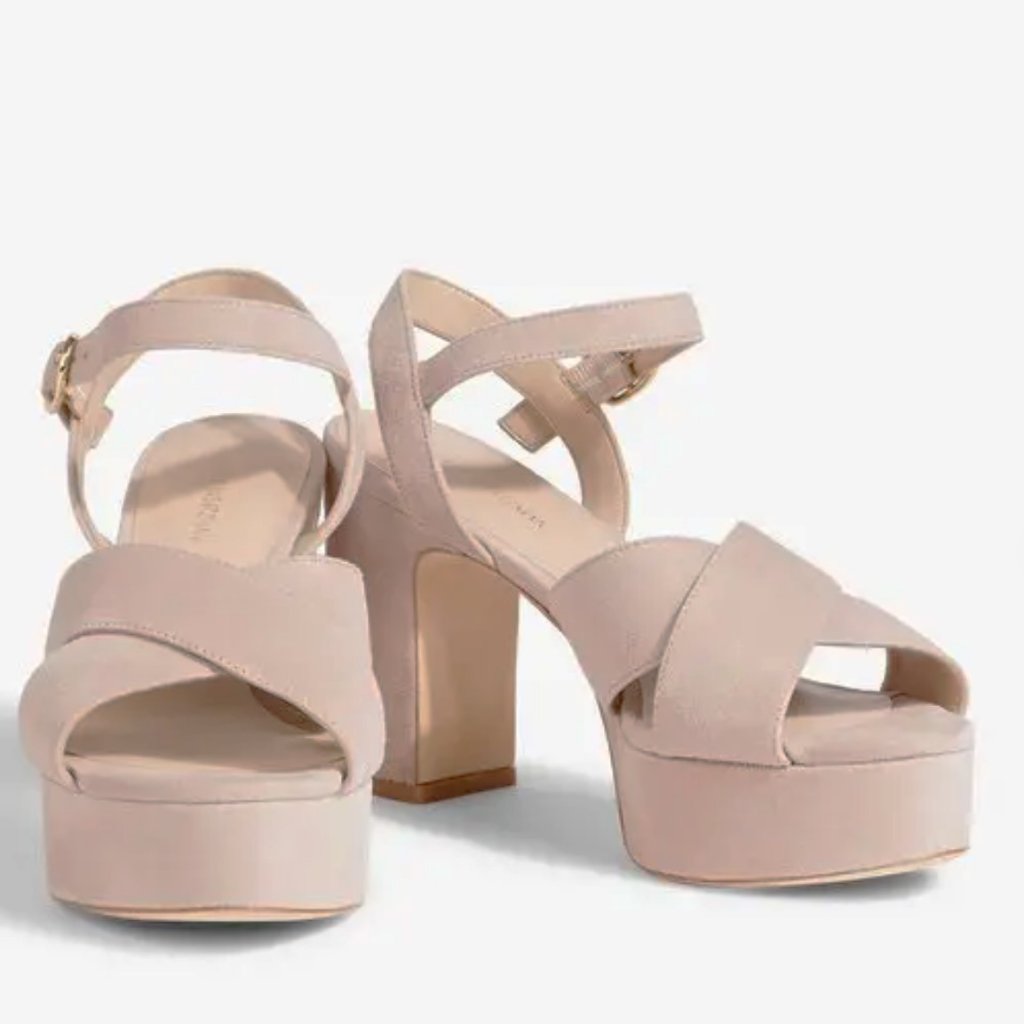 Stuart Weitzman Mariposa Platform 100 Sandal Beige Suede Size 6